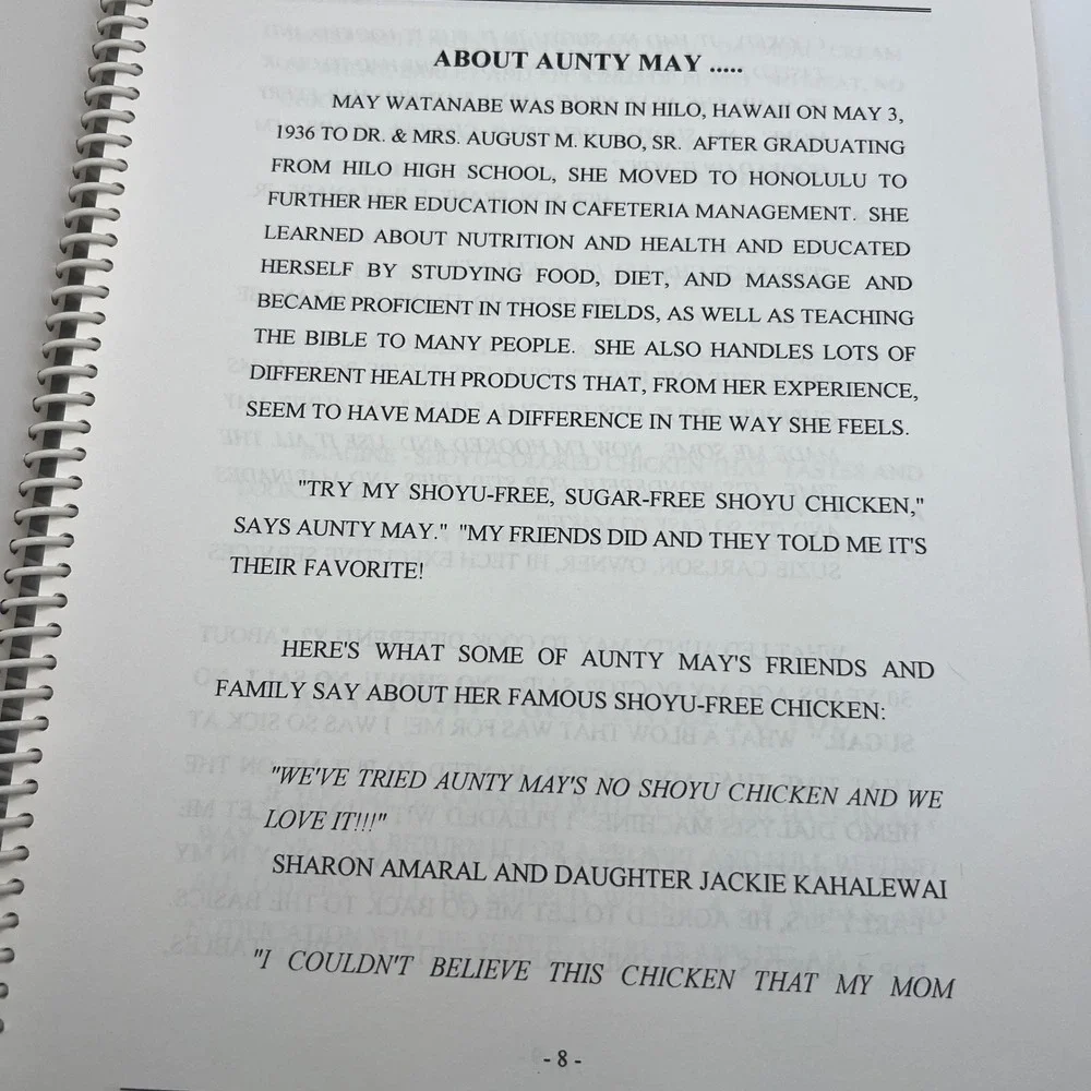Aunty May's Amazingly Healthy Cook Book 1996 Autograph Copy Hawaiian Recipes